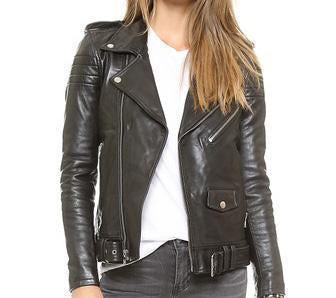 Super Stripes Women Biker Leather Jackets