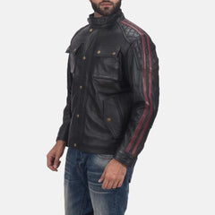 Express Darren Black Leather Biker Jacket for Men