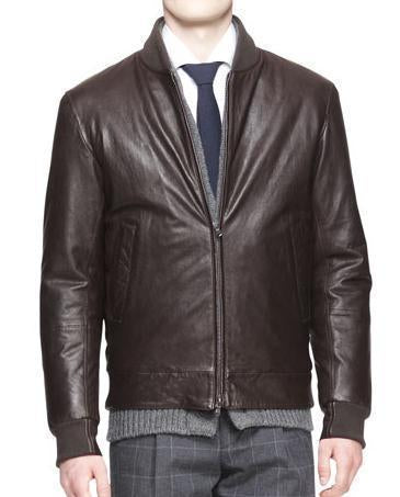 Super Zip Front Men Bomber Leather Jackets