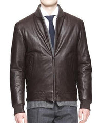 Super Zip Front Men Bomber Leather Jackets