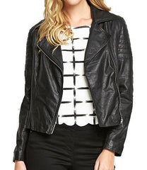 Super Minsy Women Biker Black Leather Jackets