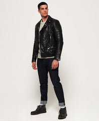 Prime Men's Black Classic Biker Leather Jacket