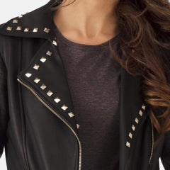 Express Sally Mae Studded Black Leather Biker Jacket for Women