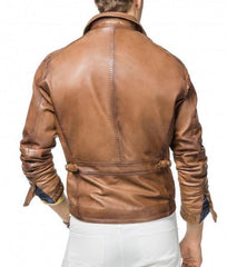 Super Tan Brown Men Biker Leather Jackets