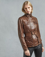 TRIUMPH 2.0 WOMEN LEATHER JACKET - COGNAC