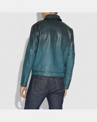 Deep Turquoise Stinger Leather jacket for Men