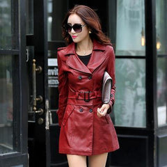 Women's new long section Slim SheepSkin leather Jackets dermal hem Detachable Jacket