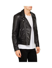 Men's Short Style Leather Biker Jacket