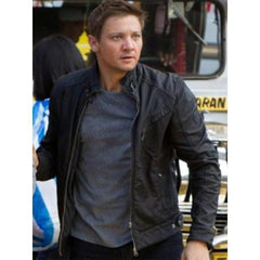 Super Bourne Legacy Jeremy Renner Black Leather Jacket