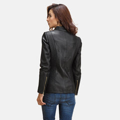 Express Haley Ray Black Leather Biker Jacket for Women