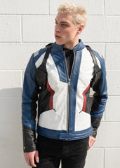 Mens Soldier 76 Leather Jacket Blue