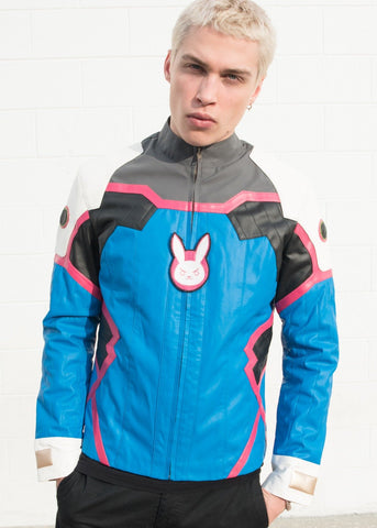 Mens D.Va Blue Leather Jacket