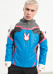 Mens D.Va Blue Leather Jacket