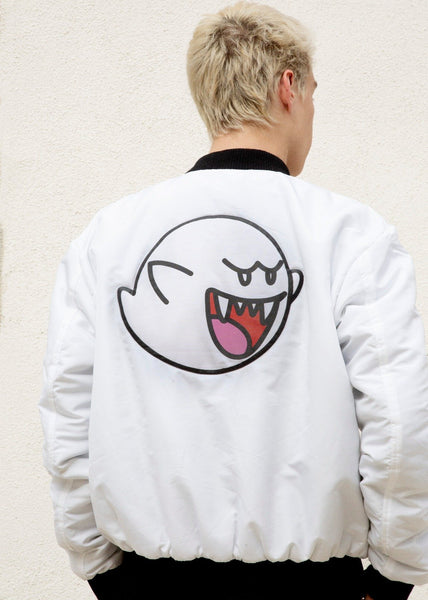 Mens Super Mario Nintendo Boo Bomber Jacket