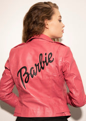 Womens Barbie Doll Soft Leather Jacket Mattel Pink