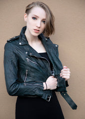 Womens Riverdale Southside Serpents Leather Motorcycle Jacket Black