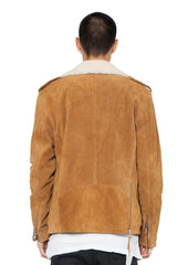 Bryan BIKER SHERPA SUEDE JACKET for Men- COGNAC