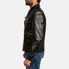 Express Rocker Black Leather Biker Jacket for Men