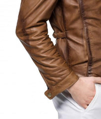 Super Tan Brown Men Biker Leather Jackets