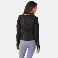 Express Sally Mae Studded Black Leather Biker Jacket for Women