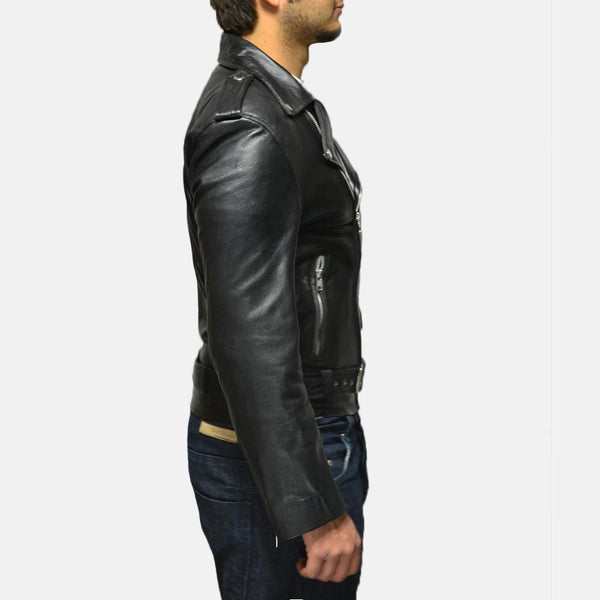 Express Men's Alley Black Leather Biker Jacket