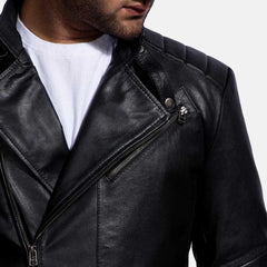 Express Raiden Black Leather Biker Jacketfor Men