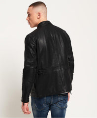 Prime Black Leather Rotor Jacket for Men