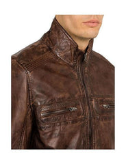 LAMBSKIN LEATHER 4 POCKET ZIP JACKET FOR MEN