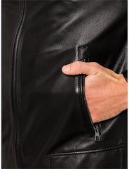 LEATHER ZIP TAXI JACKET for Men