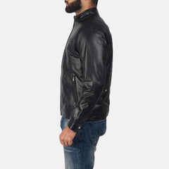 Express Austere Black Leather Biker Jacket for Men