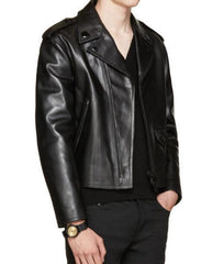 Super Benzi Men Black Biker Leather Jackets