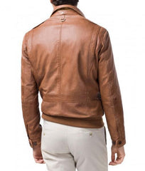 Super Rocko Men Leather Bomber Jackets