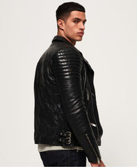 Prime Men's Black Classic Biker Leather Jacket