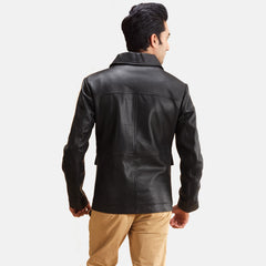 Express Raven Black Leather Jacket for Men