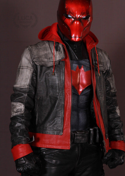 Mens Arkham Knight Jason Todd Red Hood Leather Jacket