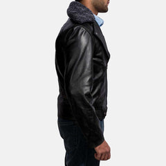 Express Furton Black Fur Biker Jacket for Men