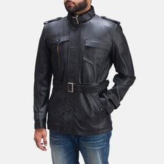 Hunter Black Leather Jacket for Men