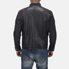 Express Darren Black Leather Biker Jacket for Men