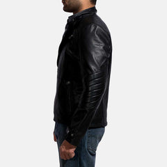 Express Raiden Black Leather Biker Jacketfor Men