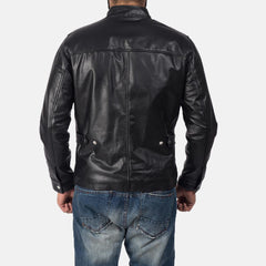 Express Austere Black Leather Biker Jacket for Men