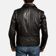 Express Rocker Black Leather Biker Jacket for Men