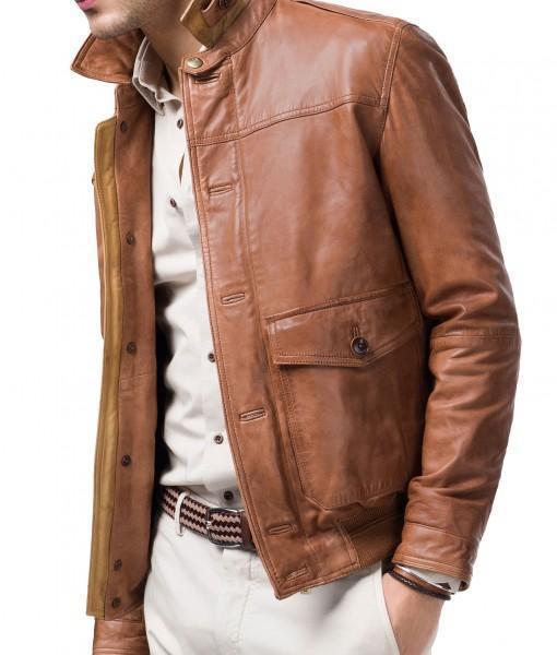 Super Rocko Men Leather Bomber Jackets