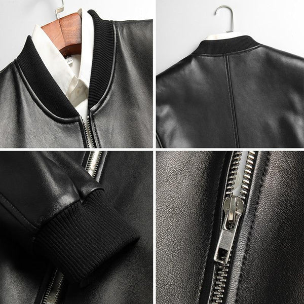 Classic Bomber Style Men's Leather Jacket