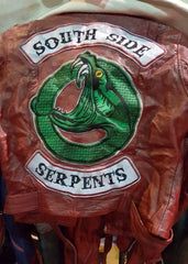 Womens Riverdale Southside Serpents Leather Motorcycle Jacket Red