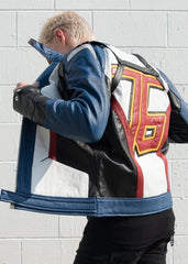 Mens Soldier 76 Leather Jacket Blue