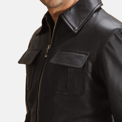 Express Raven Black Leather Jacket for Men