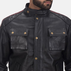 Express Darren Black Leather Biker Jacket for Men