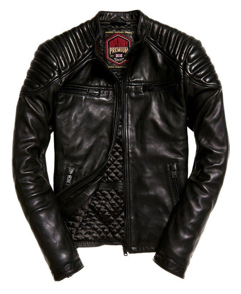 Prime Racer Black Leather Jacket for Men