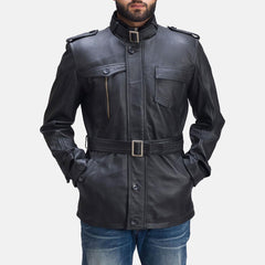 Hunter Black Leather Jacket for Men