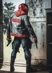 Mens Arkham Knight Jason Todd Red Hood Leather Jacket